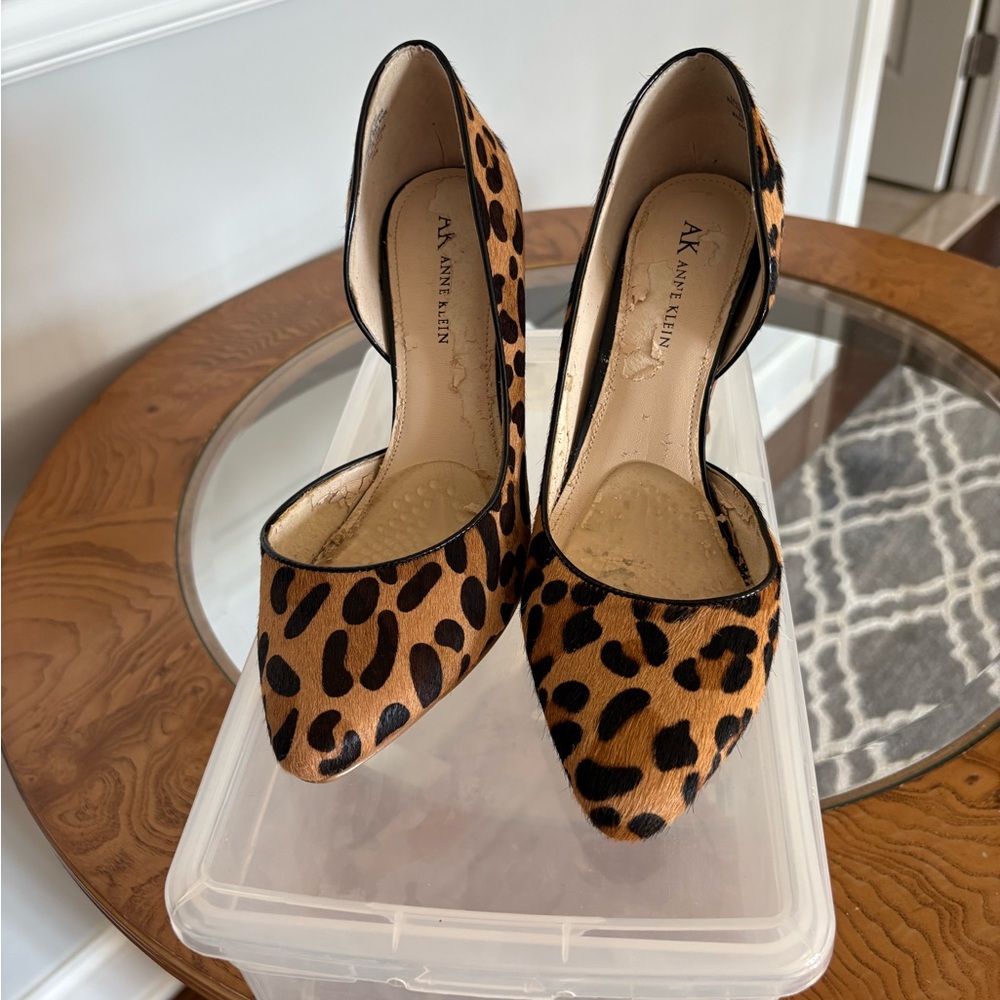 Anne Klein Brown and Black Leopard Heels